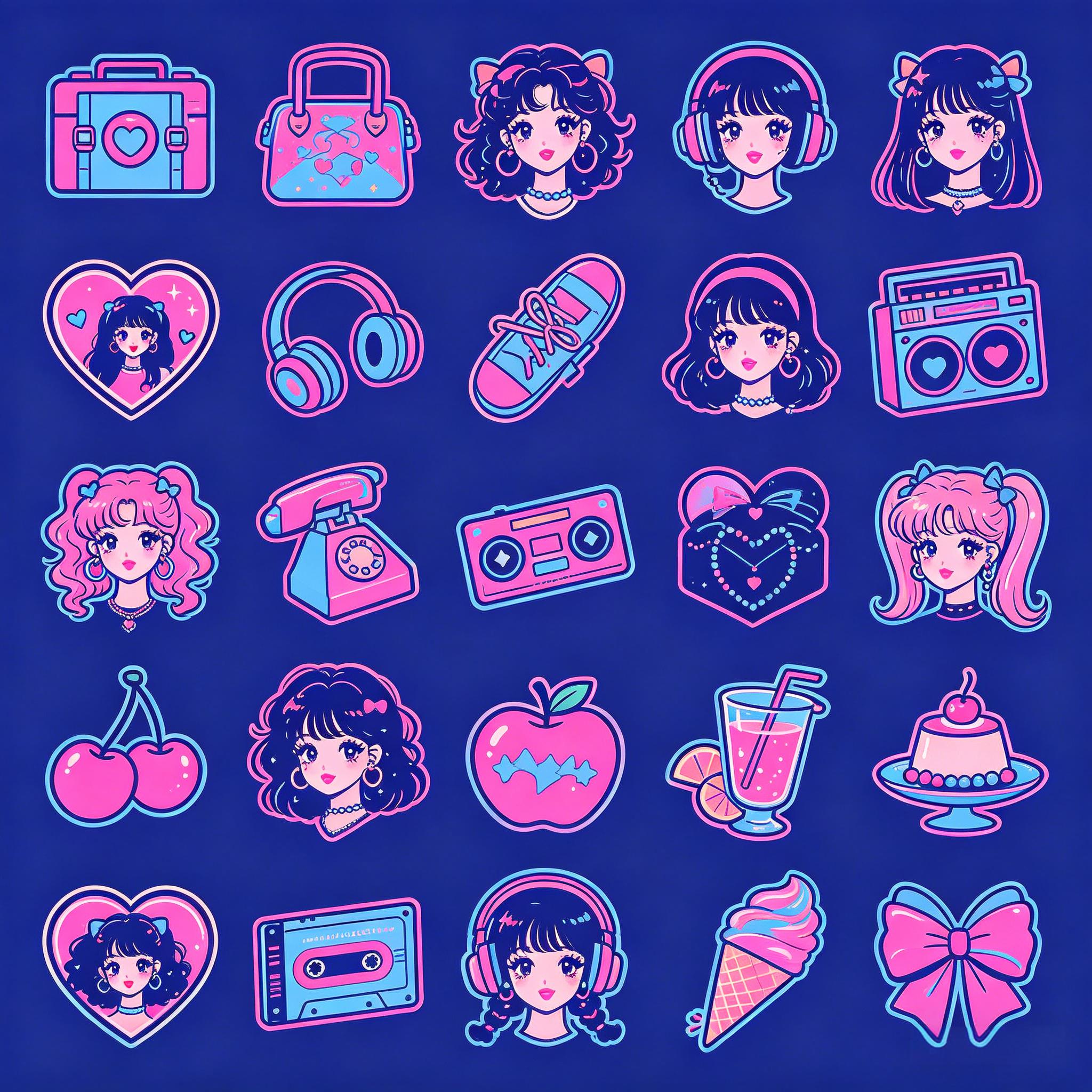 霓虹 Y2K 复古甜酷风图标集